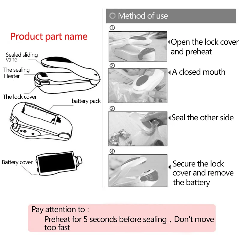 Portable Bag Clips Handheld Vacuum Sealer Mini Electric Heat Plastic Bag Sealing Household Machine Food Saver Bags Package