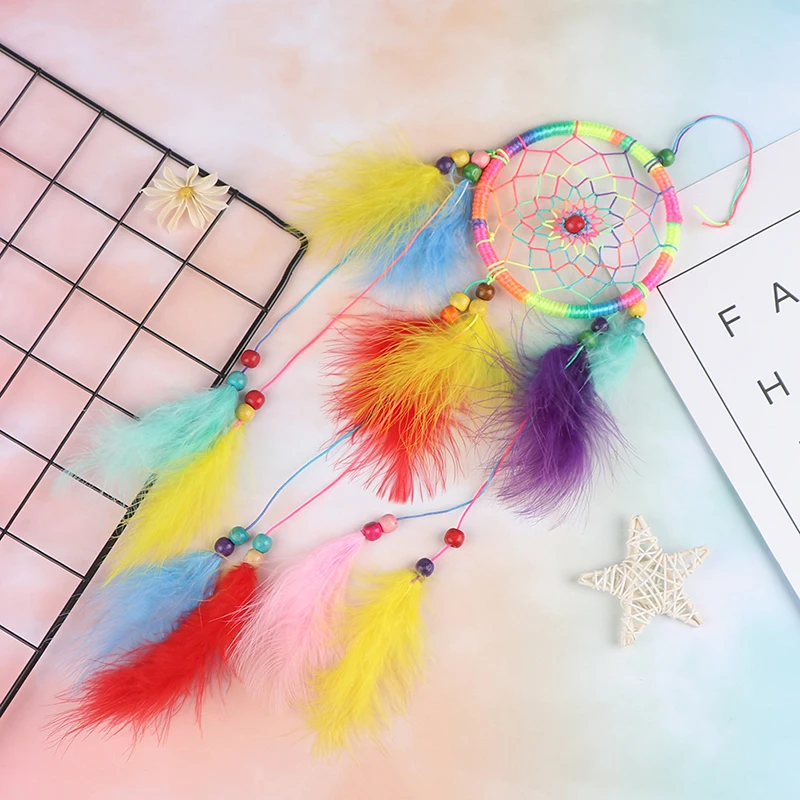 Многоцветное перо колокольчиков Индийский Ловца снов Чистая Авто Automovil висящий