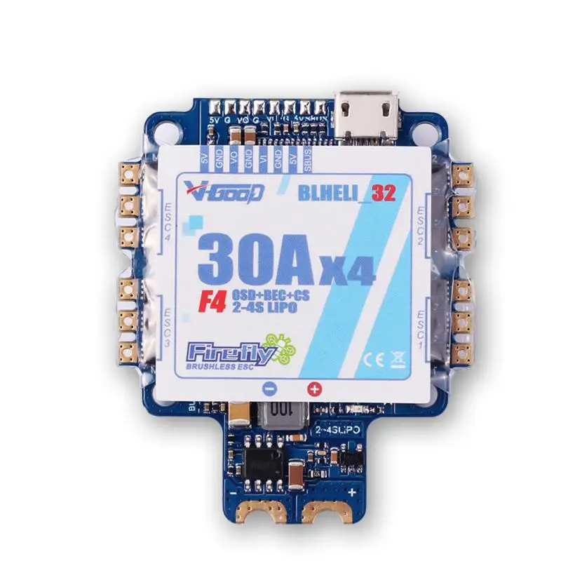 

RCtown F4S 30A BLHELI_32 4in1 ESC 5V BEC w/ F4 Flight Controller AIO OSD Current Sensor for RC Drone