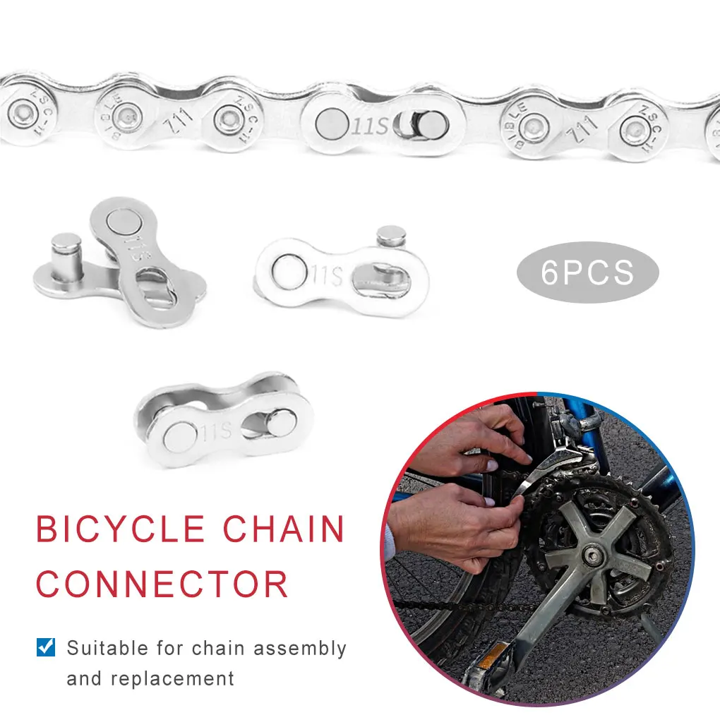 

6pcs Bike Chain Link Bicycle 11 Speed Stainless Steel Chain Link Bike Repair Cycling Accessory