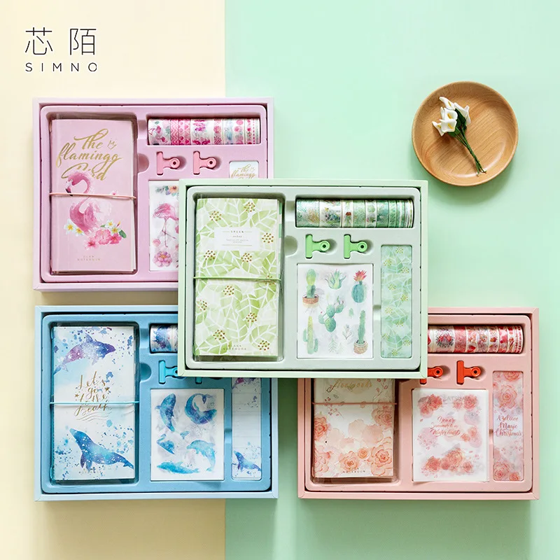 

notebook Notepad planner Hand account gift box set ins wind warm color series net red girl heart cute TN small fresh notebook