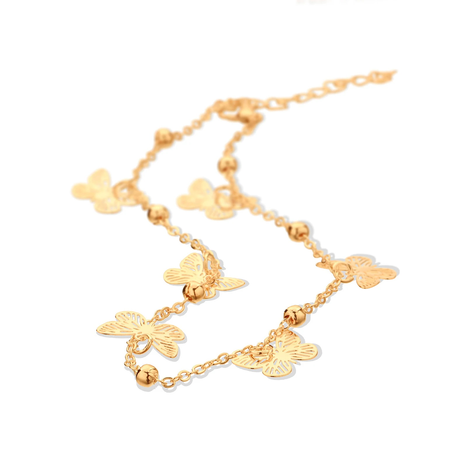 

Fashion Gold Color Butterfly Anklet For Women Link Chain Beads Anklet Bracelet on Leg Beach Holiday Foot Jewelry Accessories