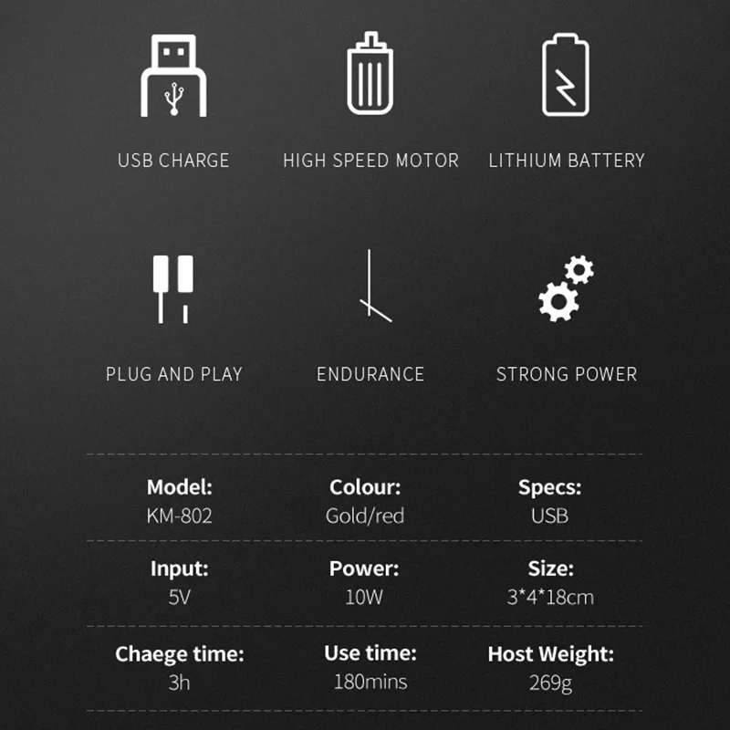Машинка для стрижки волос аккумуляторная 10 Вт металлическая | Бытовая техника