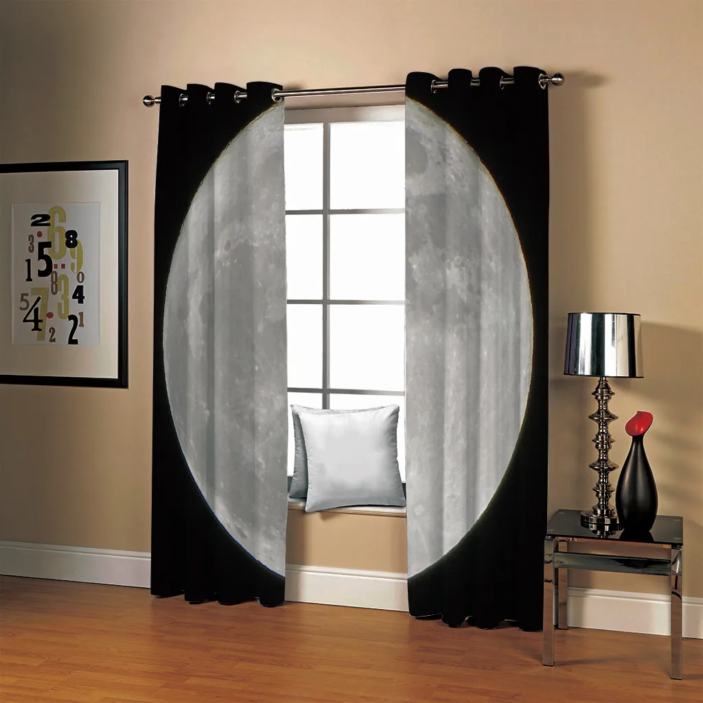 Светонепроницаемые занавески SOFTBATF с принтом поверхности луны тканевые шторы
