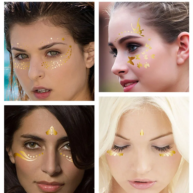 

Hot 5pcs Golden Face Temporary Tattoo Waterproof Freckles Cover Stickers Body Art Decals Women Girl Ladies New Fashion t6