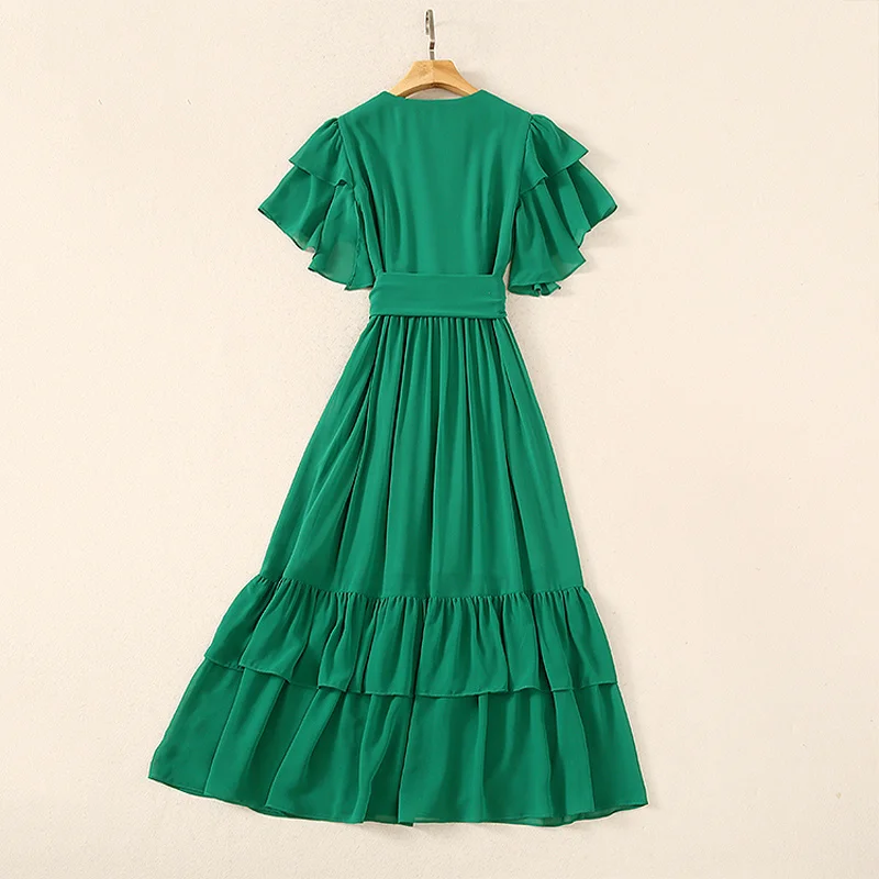 

HIGH QUALITY Newest 2021 Summer Fashion Ladies Chiffon Ruffle Dress