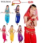 Танцевальная одежда, костюмы для танца живота, комплект для детей, для восточных танцев, для девочек, для танца живота, индийская одежда для танца живота, детский индийский танец
