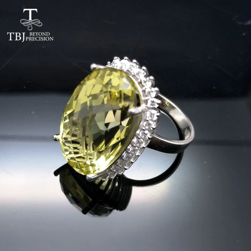 TBJ, Exta, большие, 20 карат, лимонный кварц, драгоценные камни, вечерние, "ловля глаз", кольцо, серебро 925 пробы, как день рождения, свадебные, вечерние, подарок с ювелирной коробкой