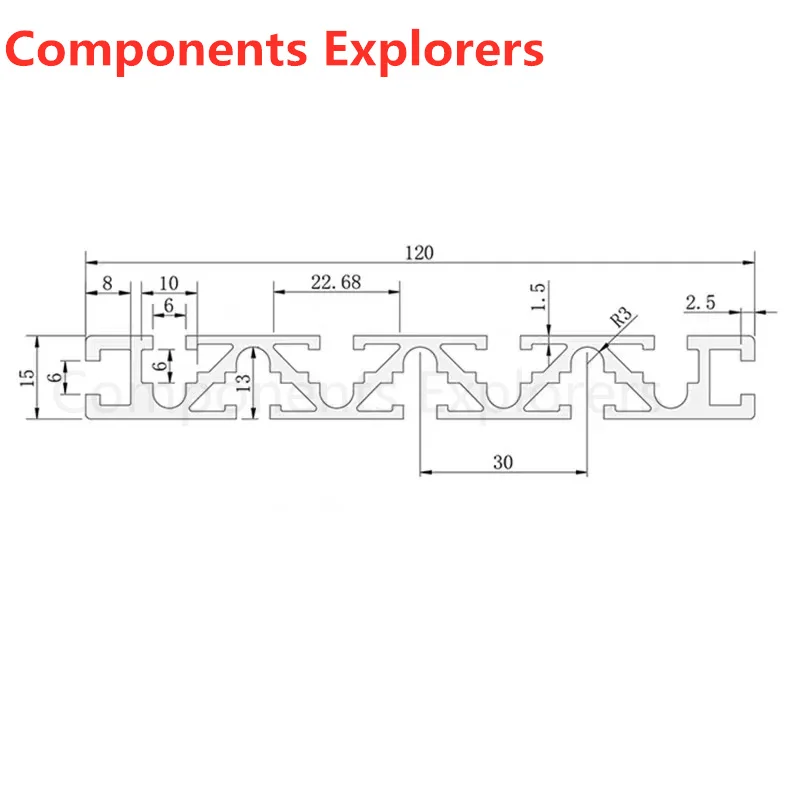 Алюминиевый экструзионный профиль 1000 мм серебристый/черный произвольная резка