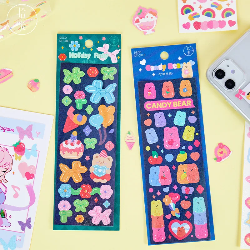 

2021 Spring New Bright Colors Cartoon Stickers Thank You Cute Journal Sticky Sticker Gift 65*195mm