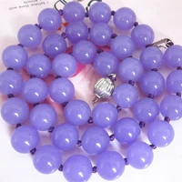 noble 10mm purple high grade semi precious stone jades chalcedony round beads necklace women elegant gift jewelry 18inch my3357