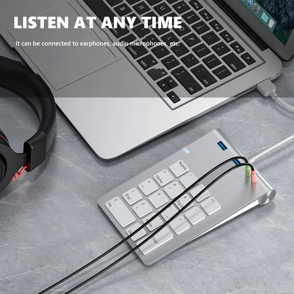 ABS USB 18 Keys Universal Numeric Keypad Numpad USB3.0 HUB Digital Keyboard for Accounting Laptop Desktop PC Computer Silver | Компьютеры