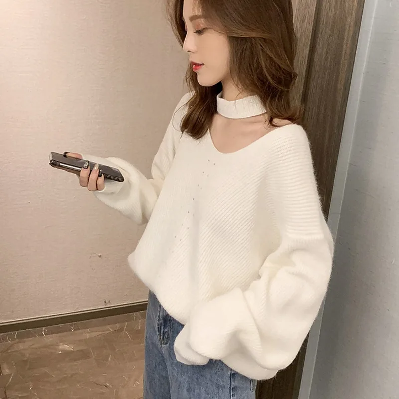 

Women Winter Warm White Loose Pullover Sweater Plus Size Ladies Autumn Spring Batw Sleeve Kintted Sweater Female Oversized Tops