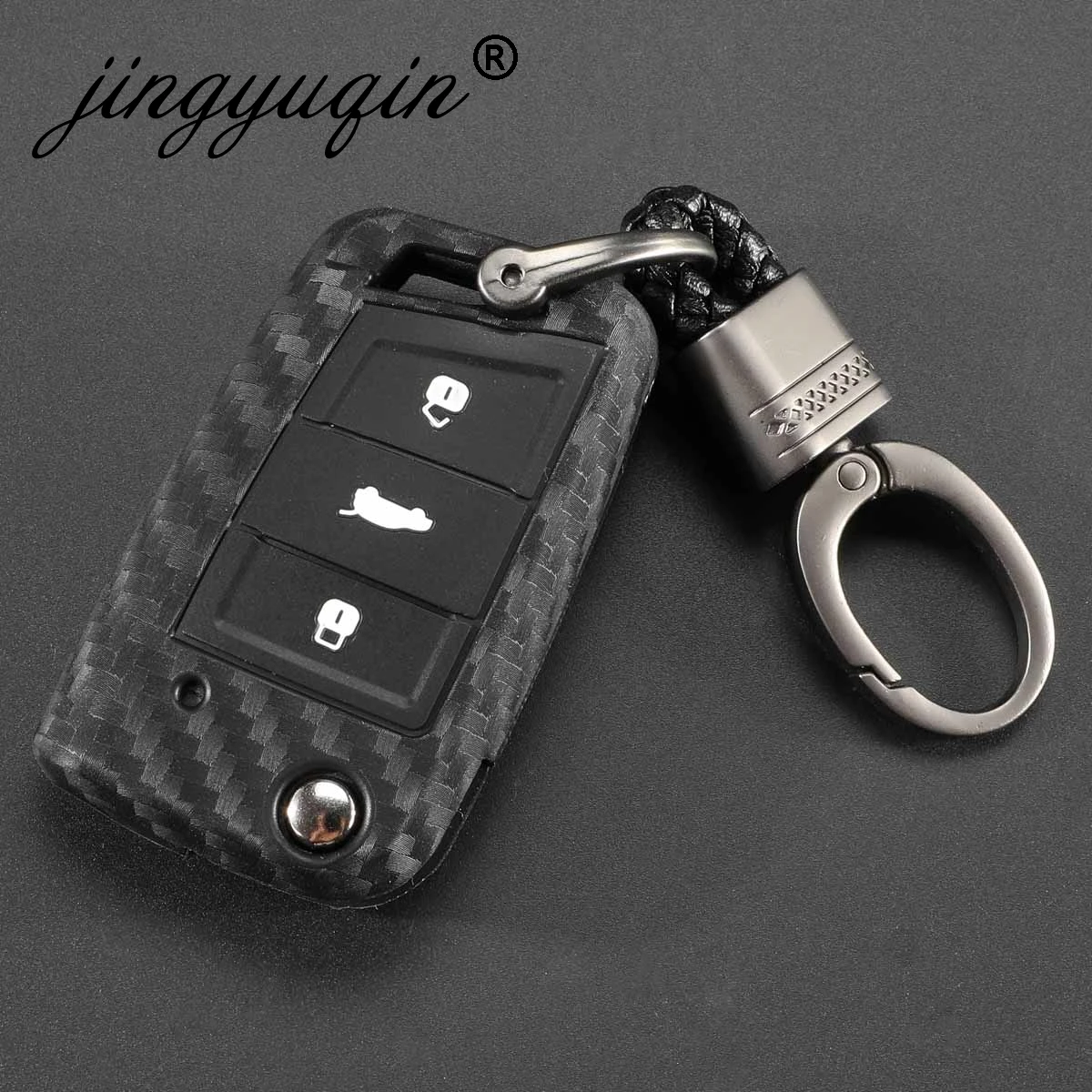 УГЛЕРОДНЫЙ силиконовый чехол для ключей VW Polo Golf 7 Tiguan Skoda Octavia Karoq SEAT Ateca Leon Ibiza
