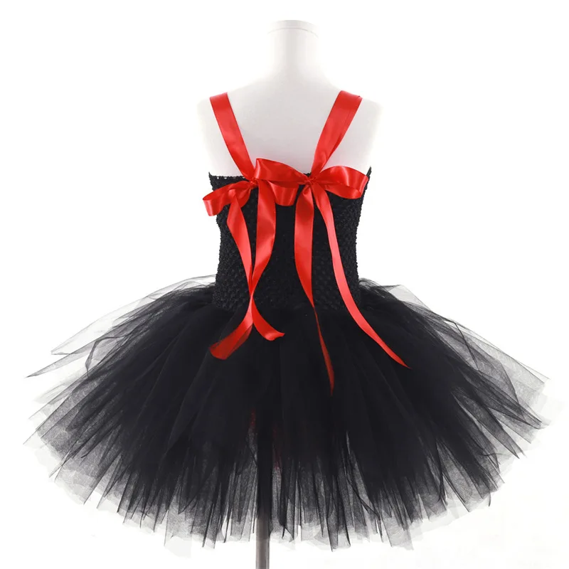 Черное красное платье принцессы для девочек элегантные летние платья с героями