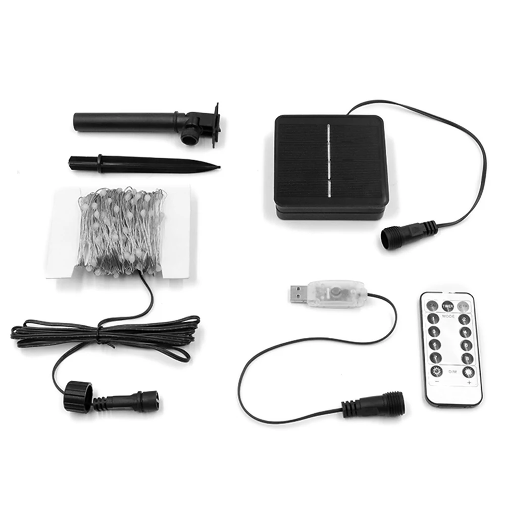 

LED Light String Solar And USB Dual Purpose Remote Control Copper Wire String Light Fairy Lights For Outdoor Party Light String