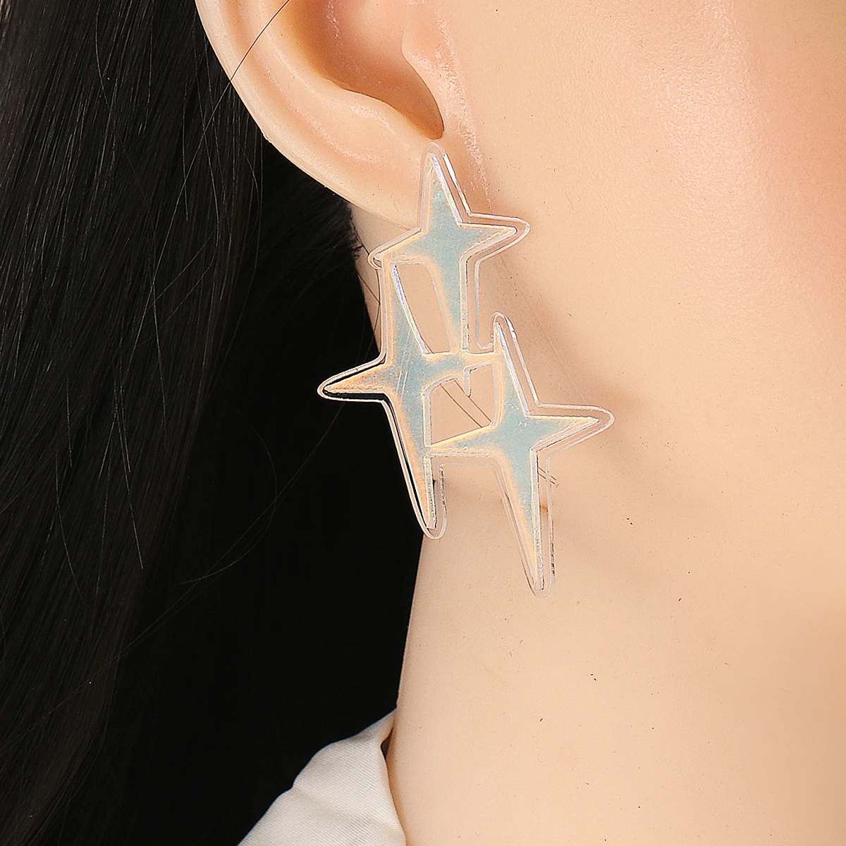 

New Shining Blue Resin Earrings Wholesale Star Geometric Hanging Dangle Big Statement Jewelry Wedding Ear Ring For Women 2021