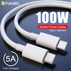 100 Вт кабель для Samsung S20 S21 Ultra Fe PD USB C к USB Type C шнур для быстрого зарядного устройства Xiaomi Redmi Note 10 Huawei аксессуары для