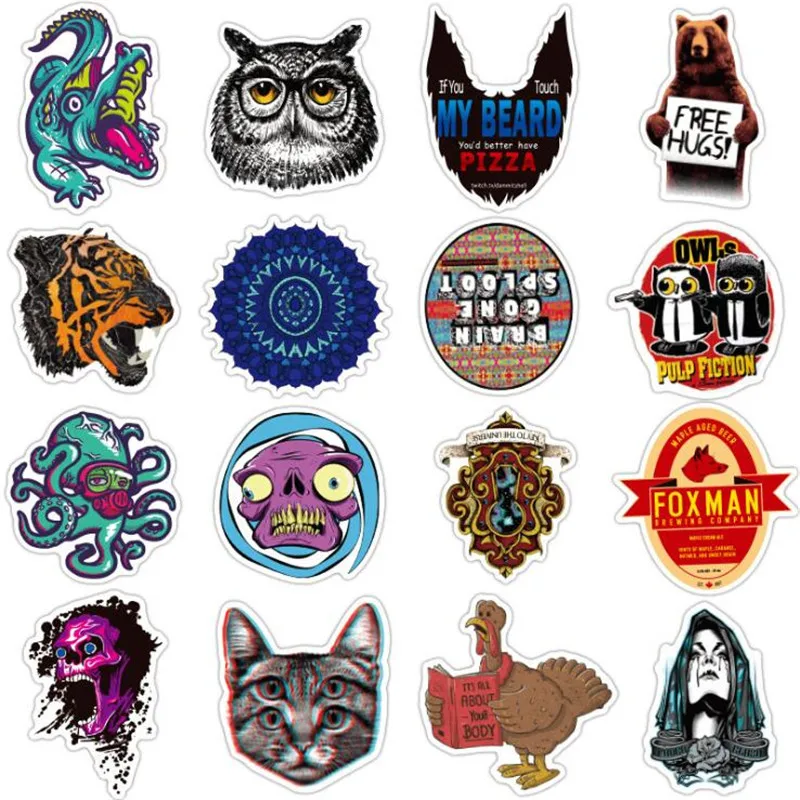 

10/30/50PCS black creative graffiti trolley case cute waterproof guitar skateboard graffiti stickers car decoration wholesale