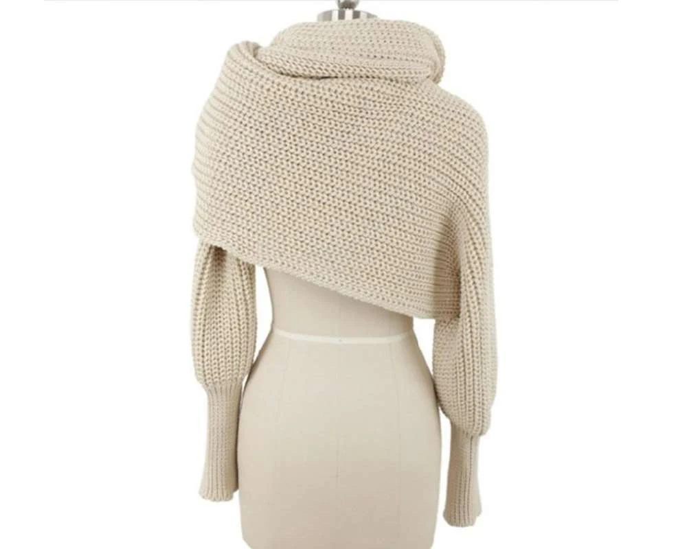 

Meihuida 240 x 50cm Winter Women Soft Warm Knitted Solid Sweater Scarf With Sleeve Wrap Shawl Scarves