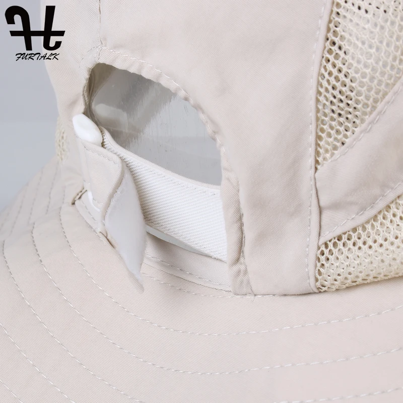 FURTALK летняя Солнцезащитная шляпа Женский хвостик пляжная с широкими полями