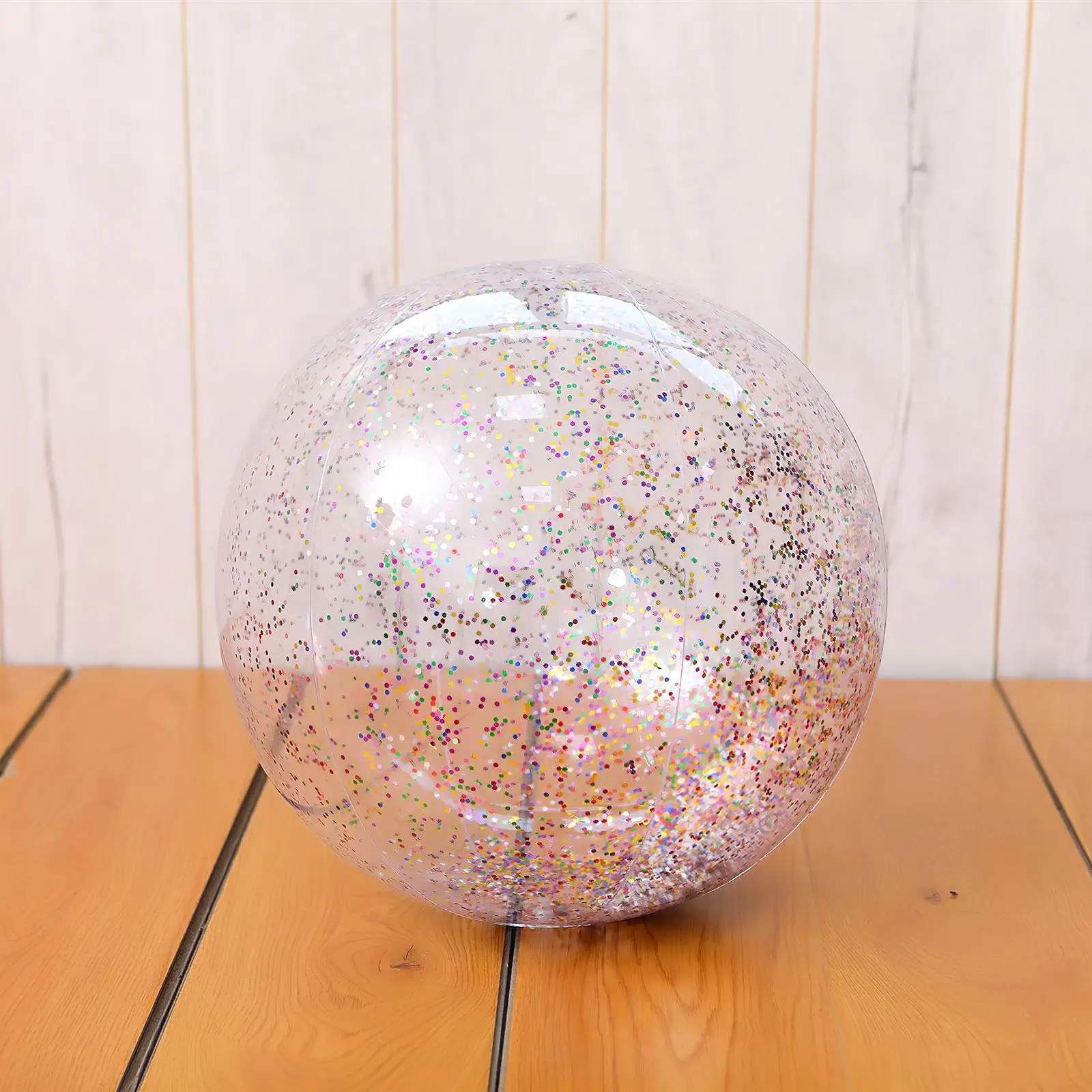 

24 Inch Inflatable Sequin Beach Ball Transparent Flashing Toy Props Transparent Sequin Ball Outdoor/Water/Beach Inflatable Toy