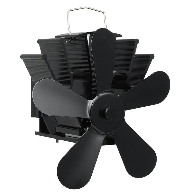Black Stove Fan 5 Blades Heat Powered Fireplace Log Wood Burner Eco Quiet Home Efficient Distribution | Обустройство дома