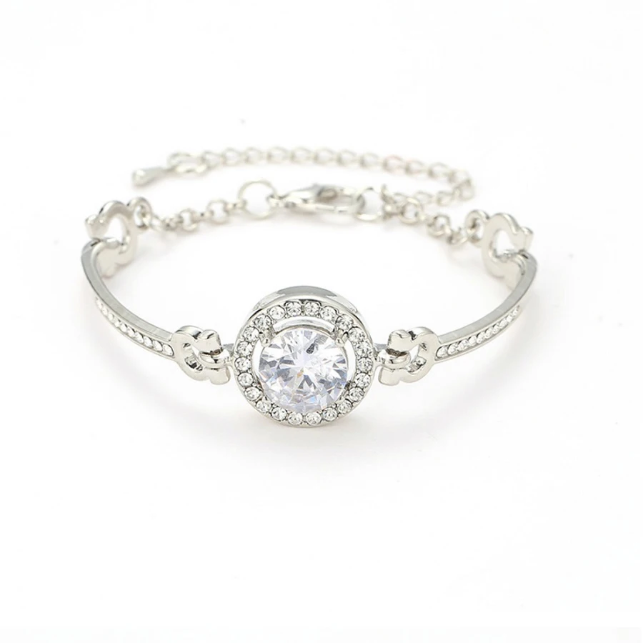 Очаровательный браслет с кристаллами оправа круглая часть цвет: золото серебро