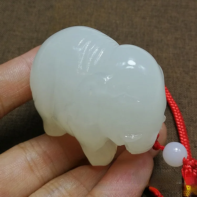 Подвеска в виде слона из белого нефрита Очаровательная бижутерия женская