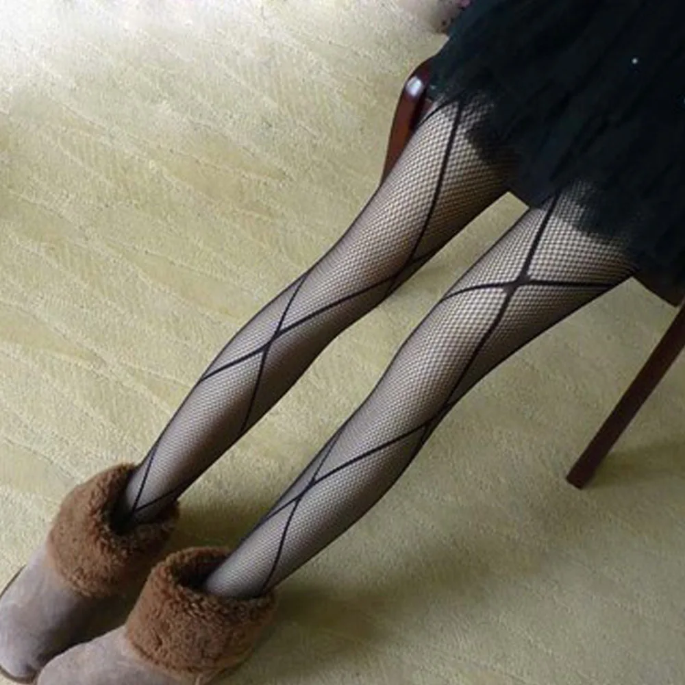 Женские Стильные черные сексуальные ажурные жаккардовые колготки Колготки