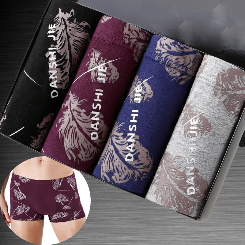 4pcs Boxer Shorts Underpants man Men's Panties Men Boxer Underwear Cotton for Mae Coupe Sexy Set Caecon arge Size ot Soft