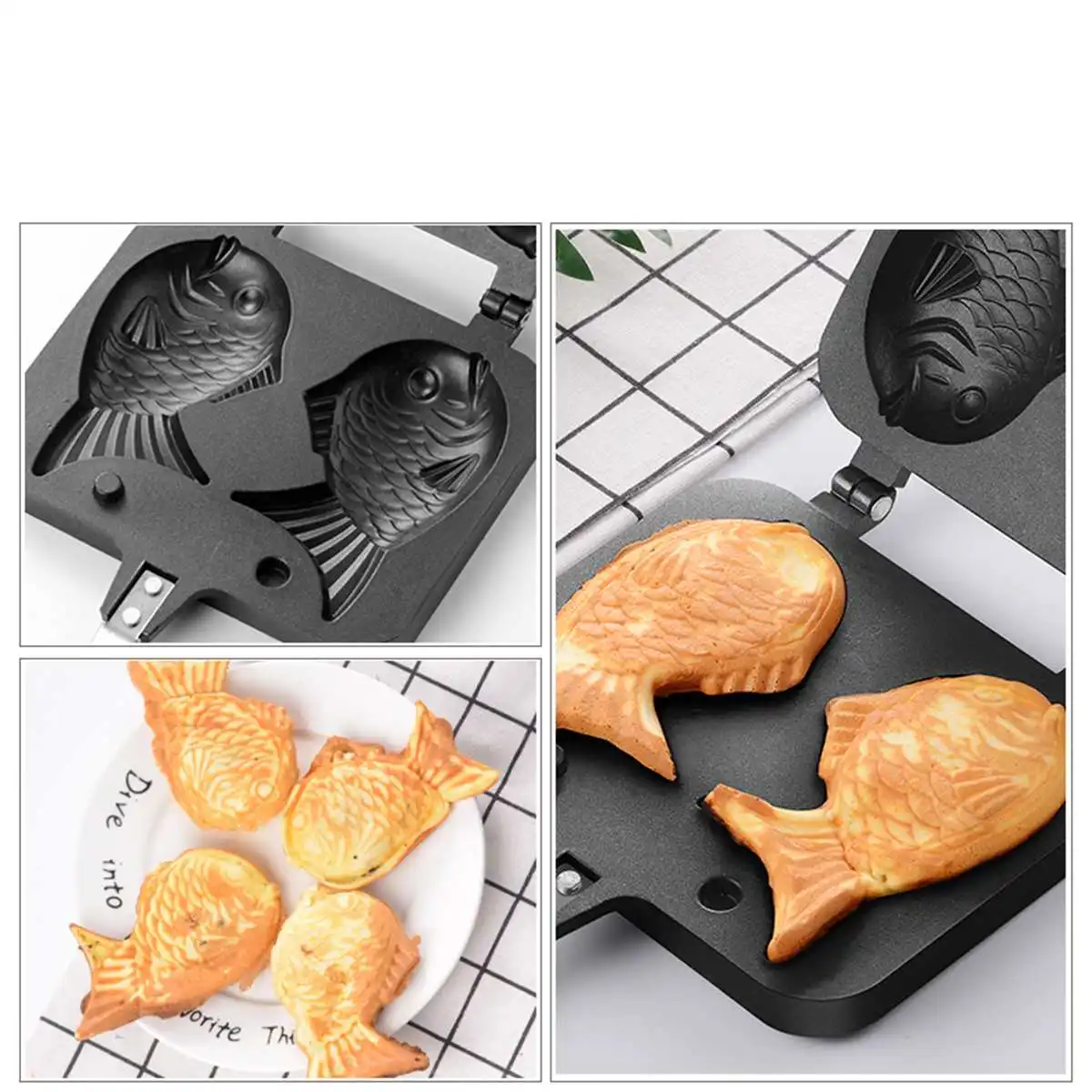 Японские Жаростойкие формы для вафель Taiyaki кастрюля 2 литые инструменты