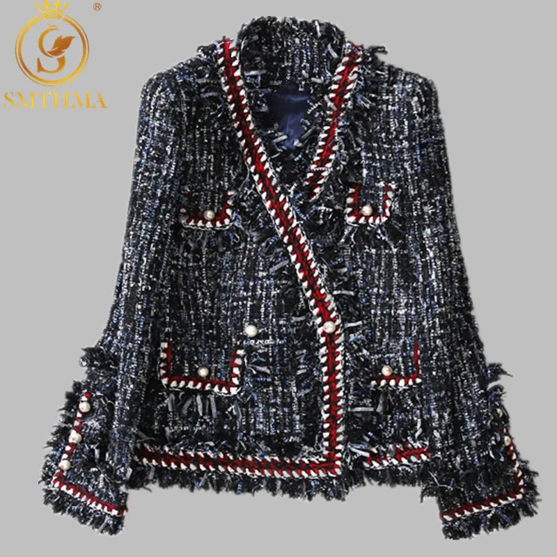SMTHMA High quality luxury Design Runway Tweed Coat Women Autumn And Winter Jacket Elegant Outerwear Womens Coats And Jackets