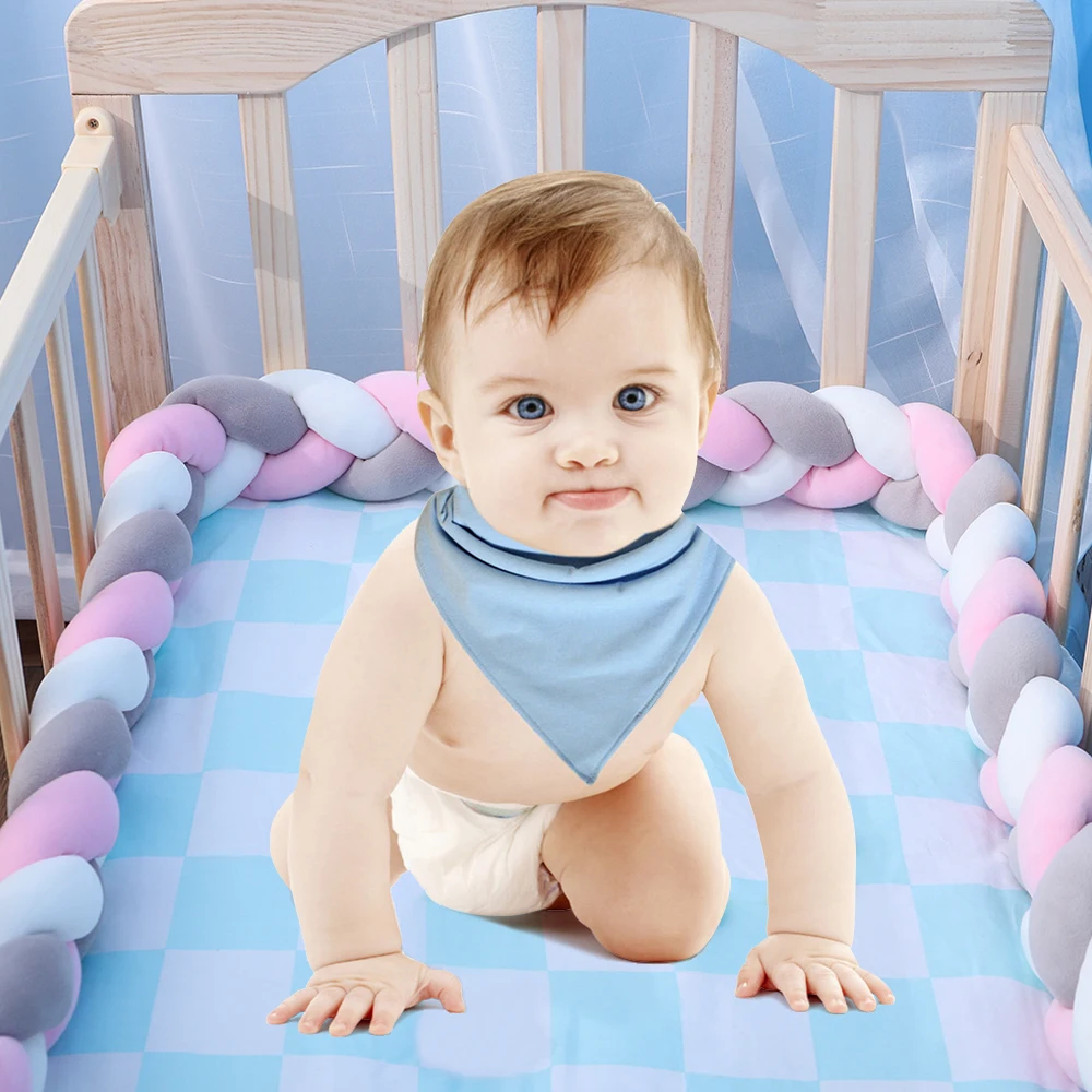 

1M 3 Strands Baby Crib Bumper Knotted Braided Bumper Handmade Soft Knot Pillow Pad Nursery Cradle Decor Newborn Crib Protector