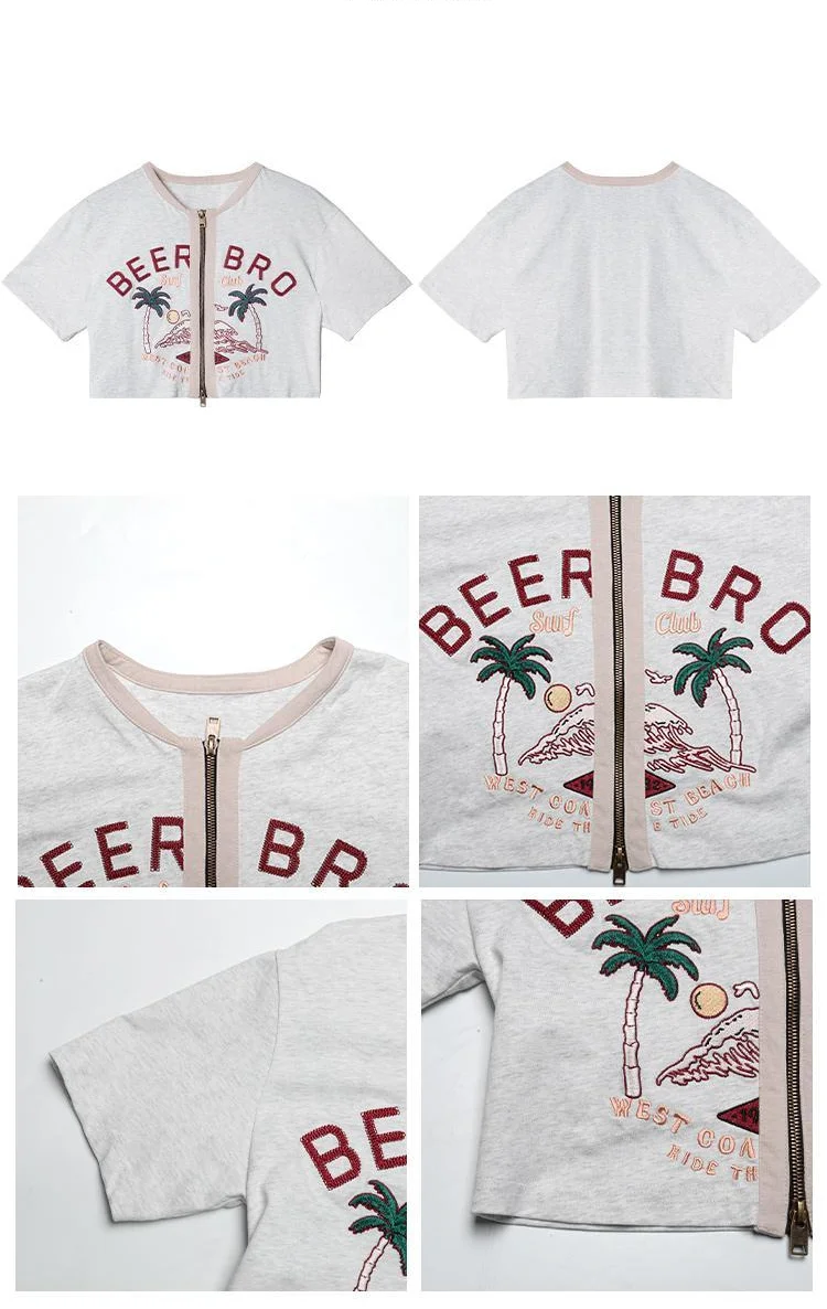 

Nice Pop retro embroidery short t-shirt women short-sleeved cardigan top harajuku goth y2k tops woman tshirts women sexy tops