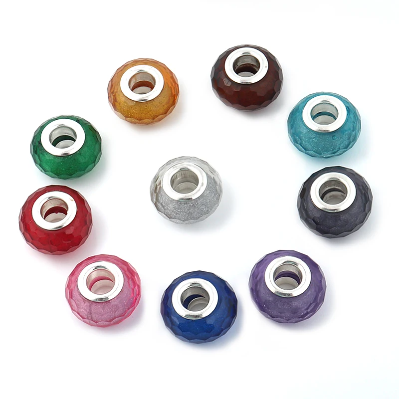 

Beadtales Resin Faceted Golden Sand Large Hole Bead Irregular Loose Beads For Jewelry Making Bracelets Free Combination Matching