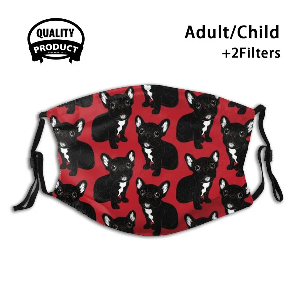 

Cute Brindle Frenchie Puppy Reusable Mouth Mask Filter Cool Kawaii Funny Custom Design Masks Brindle Frenchie French Bulldog