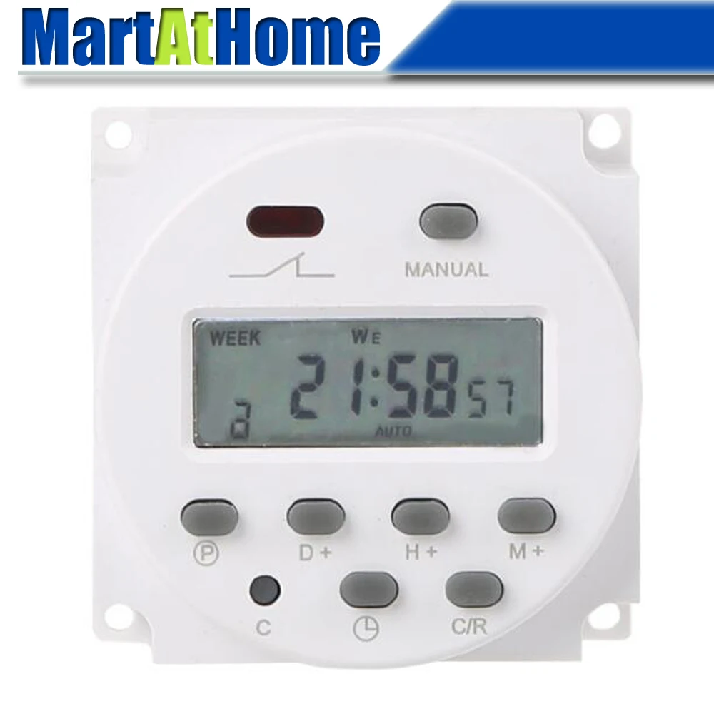 ЖК цифровой таймер Еженедельный Программируемый реле питания DC 12V 24V 110V