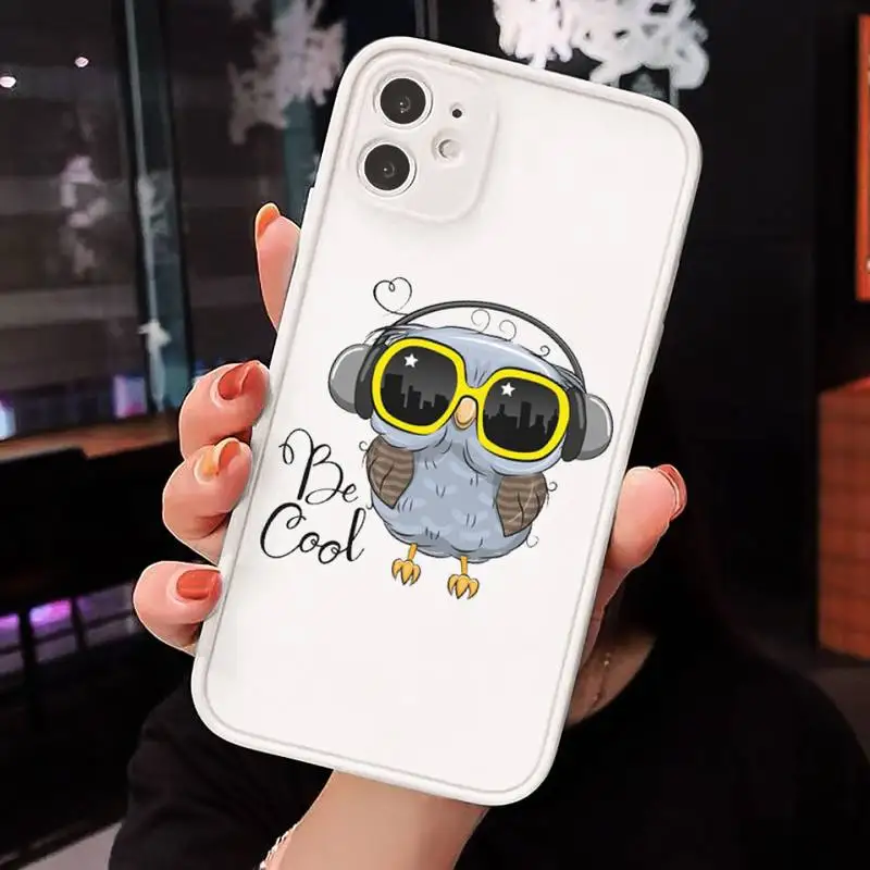

Cartoon Girl Gifts Cute Owl lovers Phone Case Matte For iPhone 12 Mini 11 Pro XR XS Max 7 8 Plus X Hard PC Back Cover