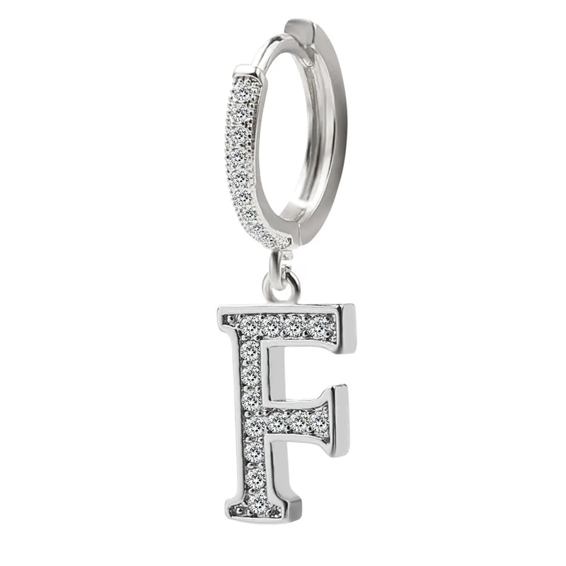 1PC Dainty 26 English Letter Earrings Alphabet CZ Dangle Cartilage Hoop Initial Ear Piercing pendientes for women Men | Украшения и