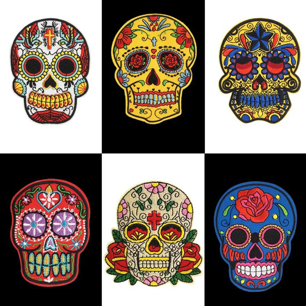

New product Cool Small Skull Sew on Embroidery Patches for Clothing DIY Sewing Fashion Brand Applique Patch