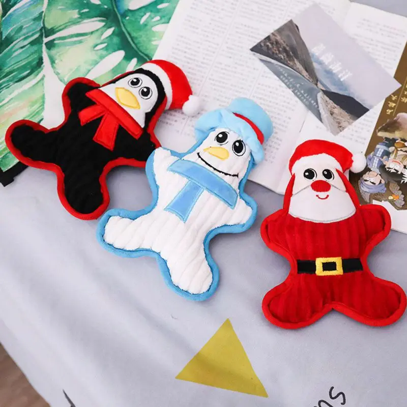 

Christmas Pet Dog Toys Stuffed Santa Pet Plush Interactive Squeaker Toys For Dogs Biting Sound Pet Supplies Accessories