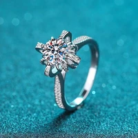 trendy 925 sterling silver 1 carat d color moissanite rings for women plated pt950 gold geometric moissanite ring anniversary
