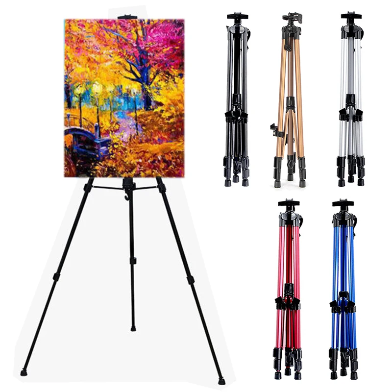 Art Drawing Hand Crank Aluminum Alloy Easel Retractable Metal Sketch Easel Telescopic Tripod Stand Foldable Sketch Travel Easel