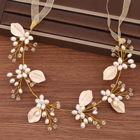 pearl headband hair accessories for women wedding ornaments gold color leaf wedding tiara hair band bridal hair jewelry