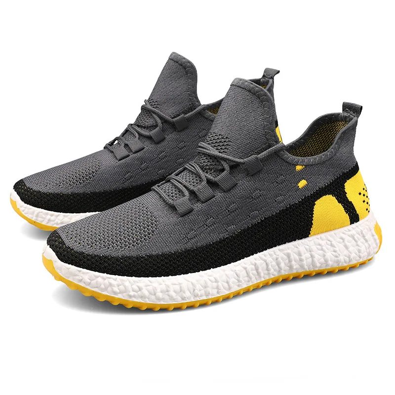 Knit Youth Men Trainers Vulcanize Shoes Mesh Breathabl Slip On Hiking Walking Flats Sneakers Soft Male Running |