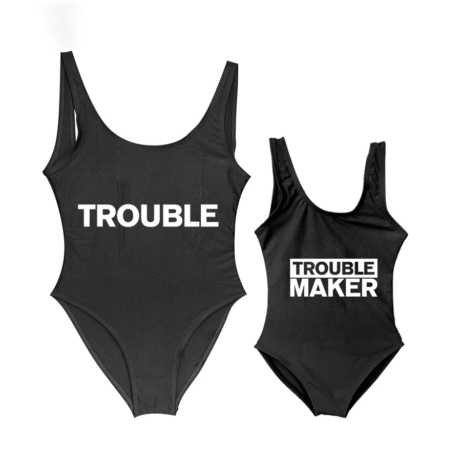 Слитный купальник для мамы и дочери милая семейная одежда с забавными надписями