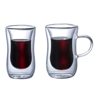 innovative double wall insulated glass cup heat resistant glass handle for tea coffee latte espresso iced tea dishwasher mug new