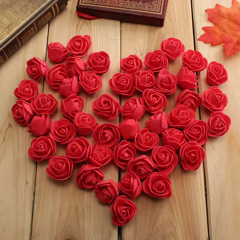 

100PCS PE Foam Rose Artificial Flowers For Wedding Car Decoration DIY Pompom Wreath Decorative Valentine's day Fake Flowers