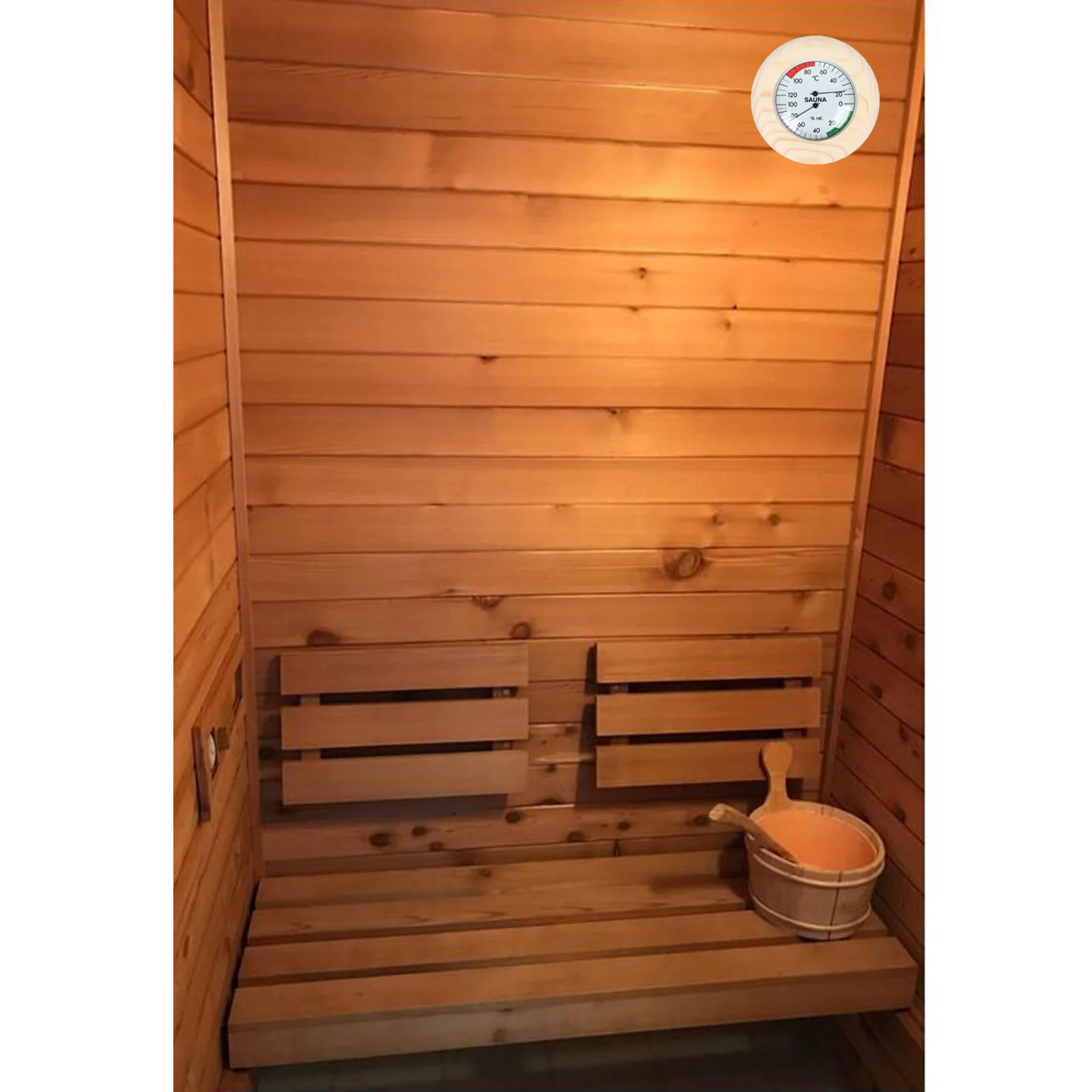 

14.5x3cm Round Digital Sauna Wooden Thermometer Hygrometer for Sauna Room Hotel Club